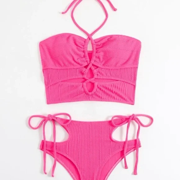 Hot pink 2 piece bikini set - Picture 2 of 2